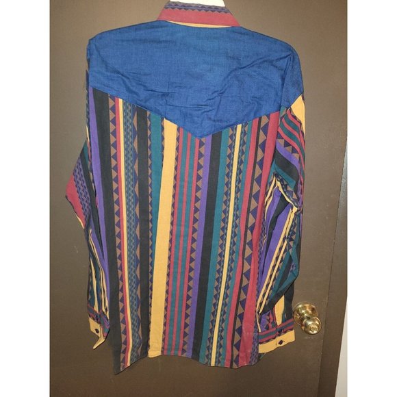 Vntg NOS Dakota Sunset Western Striped Long Sleeve Button Up Shirt w/tags XXL - Picture 6 of 6